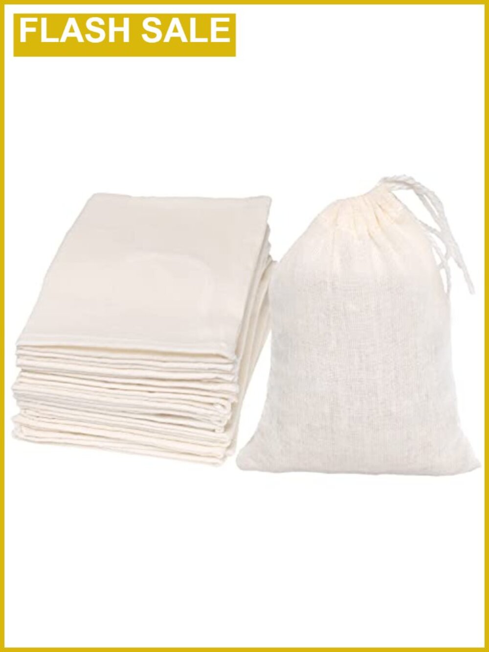 Cotton Drawstring Bags 10 Pack for Storage, Crafts, Gifts & More - Small